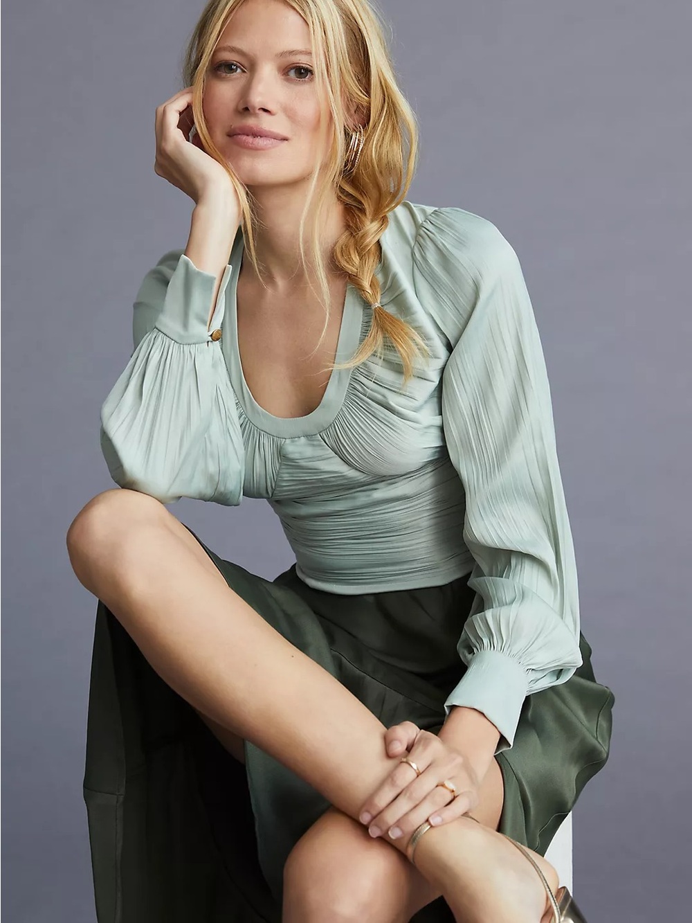 ANTHROPOLOGIE Blouson-Sleeve Blouse